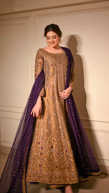 Haris Shakeel || Double Zari Fabric || Open gown style || Wedding dress
